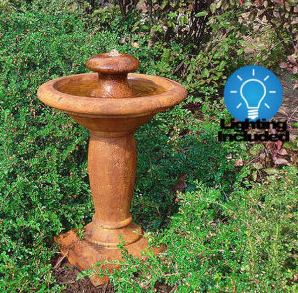 Europa Bubbling Garden Fountain with Light Cement Decor Henri Statuary